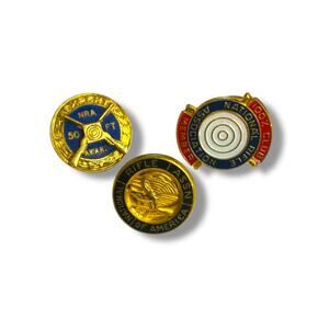 Vintage Assorted NRA Buttons Lot of 3 Award Bullseye Logo .5"